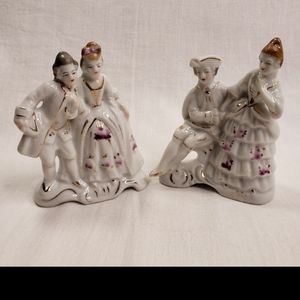 Vintage Colonial Couples Ceramic Occupied Japan Figurines 4" Tall